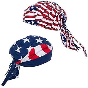 lot 20180 image: CoverYourHair American Flag Durag - USA Doo Rag - Dew Rags for Men - Patriotic Skull Caps - American Flag Headbands (2 Pack Dew Rags) (B0742K44R8)