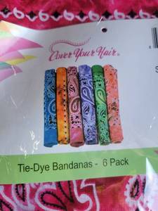 lot 20194 image: Cover Your Hair Tie-Dye Bandanas 6 Pack
