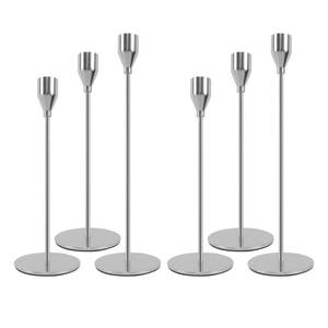 lot 20209 image: AUMAYCO Silver Candlestick Holders Set of 6, Metal Taper Silver Candle Holders, Tall Candle Holder, Fits 2.2cm Thick Candle&Led Candles, for Table Centerpiece, Mantels, Weddings, Dining, Party