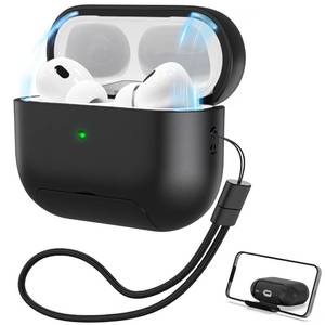 lot 20213 image: RFUNGUANGO AirPods Pro 2 Case with Magnetic Lid Phone Stand, Black