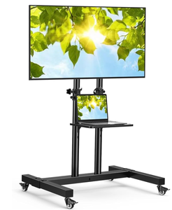 lot 1318 image: PERLESMITH Rolling TV Stand on Wheels for 32-83 Inch Screens up to 110lbs, Mobile TV Cart Height Adjustable Portable Outdoor TV Stand Tilt Rolling TV Cart with Shelf Max VESA 600x400mm