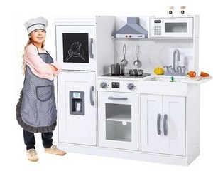lot 1360 image: Bophy Wooden Kids Kitchen Playset with 20-Piece Cookware Accessories