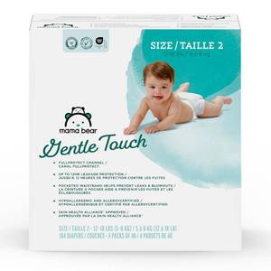 lot 1440 image: Amazon Brand - Mama Bear Gentle Touch Baby Diapers, Size 2, 184 Count (4 packs of 46), Leak Protection, Wetness Indicator, Formulated Without Fragrance