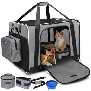 lot 1444 image: Petskd Extra Large Cat Carrier with Litter Box for Car Travel, Grey