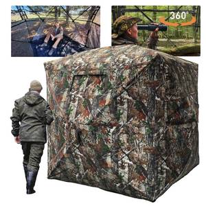 lot 1447 image: FUNHORUN Hunting Blind with Floor Mat, 360 See Through Ground Blind, Pop Up