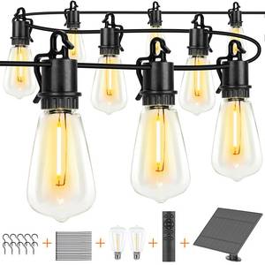 lot 5556 image: OOOLED 100 Ft Solar String Lights, ST38 Edison Bulb