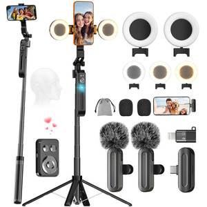 lot 5599 image: BRDOOGU 71 Auto Face Tracking Tripod with Lights & Mics