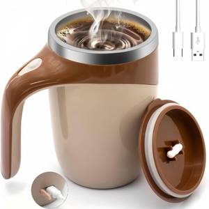 lot 9722 image: Jieclem Rechargeable Self-Stirring Coffee Mug, 2025 Upgrade, Automatic Magnetic Stirring, Stainless Steel, Portable, with Lid (Coffee)