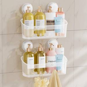 lot 9725 image: TAILI Shower Caddy Suction Cup Bathroom Organizer Shelves Frosted Clear 2pack