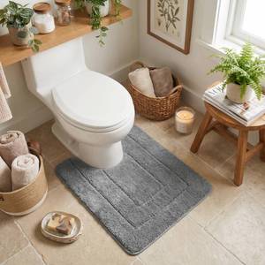 lot 9730 image: GRANNY SAYS Dark Grey U Shaped Toilet Rug 20 x 24, Non-Slip Bath Mat