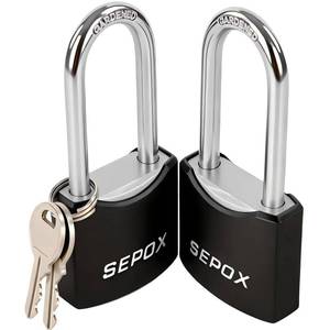 lot 10004 image: SEPOX� 2PC All-Weather Padlock Keyed Alike 1-34 Long Shackle, Solid Steel