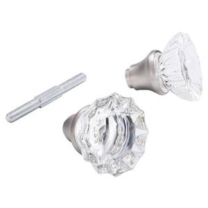 lot 10008 image: Crystal Glass Door Knobs Interior with Spindle, Brushed Nickel, 1 Pack