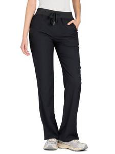 lot 10466 image: COZYFIT Scrub Pants for Women, Straight-Leg Cargo Pants, Black, L