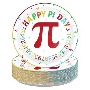 lot 10483 image: 50Pcs Happy Pi Day Decorations 9 Heavy Duty 3.14 Math Theme Party Paper Plate Disposable Mathematical � Labels Plates for Math Holiday March 14th International Mathematics Day Party Supplies