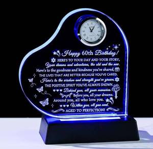 lot 13535 image: Movdyka 60th Birthday Gifts for Women & Men - Personalized 1964 Glass Clock Decor with Night Light, Unique 60 Year Old Birthday Present for Mom, Dad, Wife, Husband