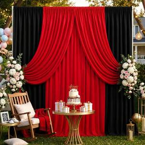 lot 13549 image: Outpain Backdrop Curtain Panels Red & Black 10ft