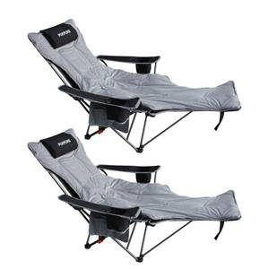 lot 13561 image: POEPORE 2-Pack Reclining Camping Chair with Footrest  Retail $149.99
