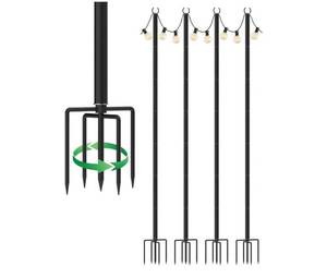 lot 13564 image: Outdoor String Light Poles 4 Pack, Heavy Duty String Light Poles for Outside with 5-Prong Base & Adjustable Height, Perfect for Backyard, Patio, Garden, Fence and Party Decor
