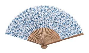 lot 14298 image: Salutto Hand Fan Blue Floral Fabric 8.2