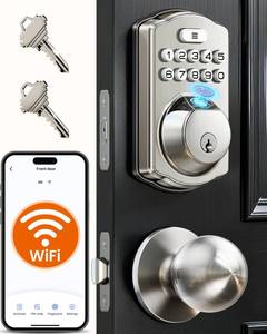 lot 17323 image: Veise VE012W-K WiFi Fingerprint Smart Lock, Satin Nickel  Retail $119.99