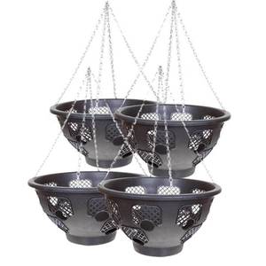 lot 17337 image: Set of 4 Hanging Planters with Drainage and Chain