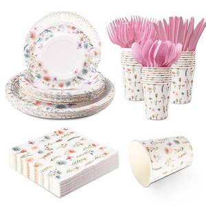 lot 17340 image: Wildflowe Party Supplies Set for 24 Guests