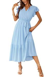 lot 18012 image: PRETTYGARDEN Womens Boho Maxi Dress Light Blue L