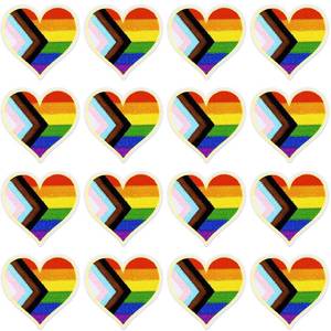 lot 18046 image: AUGSUN Rainbow Progress Heart Iron On Patches 12pc