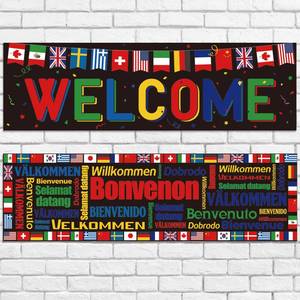 lot 18082 image: Panelee International Welcome Banner Flags 2-Pack