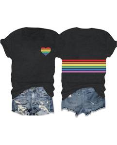 lot 18087 image: YHHR Womens Rainbow Heart Graphic T-Shirt