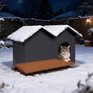 lot 19585 image: NAMOTEK Large Heated Cat Houses for IndoorOutdoor Cats with Elevated Heated Cat Bed Waterproof�� Insulated Providing Safe Feral Cats, Easy to Assemble Large (23 x 13 x 18)