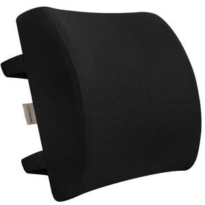 lot 19586 image: LOVEHOME Lumbar Pillow for Chair and Car, Back Support for Office, Memory Foam Cushion with Mesh Cover - Black