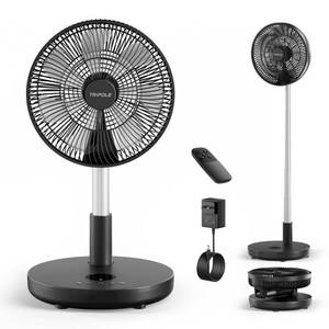 lot 19595 image: TriPole Foldable Standing Fan 12 Portable Rechargeable Quiet Fans, 6 Speed