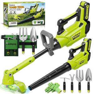 lot 19596 image: Pandapop Kids Tool Set, 2 in 1 Toy Leaf Blower & Kids Weed Wacker Toy