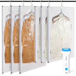lot 19598 image: DUORAN Hanging Vacuum Storage Bags with Electric Pump �� 6 Pack (3 Long, 3 Short) Hanging Vacuum Seal Bags for Clothing, Closet Organizer Space Saver for Suits, Jackets & Coats