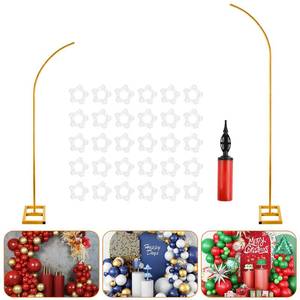 lot 19607 image: 7.2ft and 5.9ft Half Balloon Arch Stand Kit with Heavy Duty Base, Comes with 8 Water Filling Bags - Metal Frame for Weddings, Birthdays, Party Backdrop Decoration. (Open Box, May Be Missing Pieces )