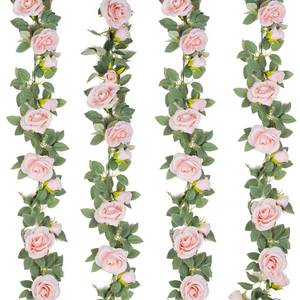 lot 20233 image: TELDRASSIL 4Pcs(26 FT) Artificial Rose Vine Fake Flower Garland Fake Silk Rose Hanging Vine for Wedding Party Background Arch Garden Background Decoration (Pink)