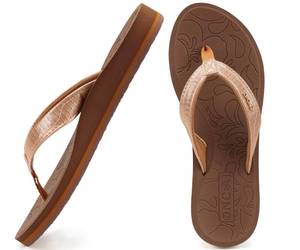 lot 20234 image: ONCAI Womens Flip Flops Comfortable Summer Beach Thong Sandals for Women 2025 with Cushion Walking Arch Support Yoga Mat Indoor Outdoor Soles Brown Size 6