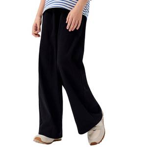 lot 20242 image: MIANZHI Girls High Waist Wide Leg Pants Kids Casuals Trousers with Pockets 11-12 Years Black