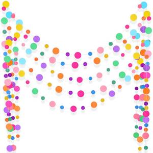 lot 20248 image: Outus 5 Pieces Dot Garland Banner Hanging, Rainbow