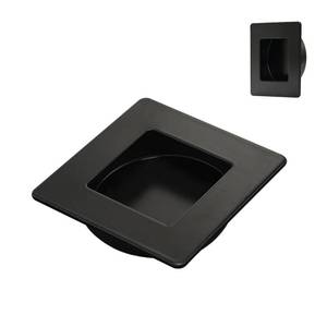 lot 20263 image: HOMOTEK 2-34 Inch Square Recessed Sliding Closet Door Finger Pulls, Inner Dia 2-18 Inch(54mm) Stainless Steel Flush Handles for Pocket, Bypass Door, Barn Drawer Pulls(Black, 2 Pack)