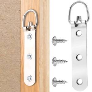 lot 20265 image: Mxxipp 10pcs Heavy Duty D-Ring Picture Hangers, 3 Holes, Silver