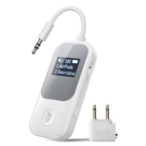 lot 20271 image: Nulaxy Airplane Bluetooth Adapter 2-in-1 Transmitter Receiver with Screen