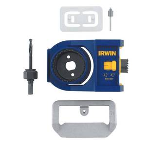 lot 20273 image: IRWIN Tools Door Lock Installation Kit, Bi-Metal (3111002), Blue (Open Box, May Be Missing Pieces)