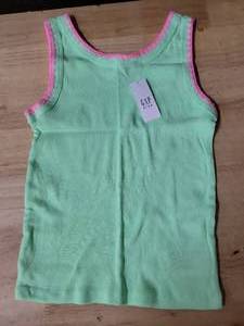 lot 20279 image: GAPS Kids Girls Ribbed Tank Top Green Pink Trim Size XL