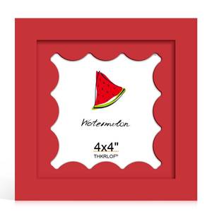 lot 20280 image: THKRLOF 4x4 Picture Frame with Real Glass, Colorful Solid Wood Photo Frames with Wavy Mat for Tabletop and Wall Hanging, Red, 1 Pack