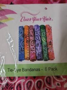 lot 20294 image: Cover Your Hair Tie-Dye Bandanas 6 Pack