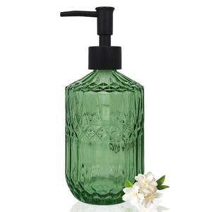 lot 20363 image: 14 oz Green Glass Soap Dispenser with Black Rust Proof Pump, Kitchen and Bathroom Refillable Soap Dispenser for Hand soap, Lotion, Body Wash