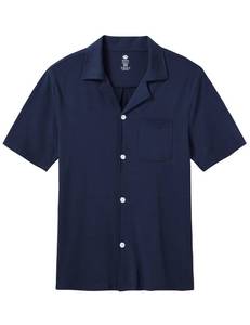 lot 20377 image: MoFiz Mens Cotton Button Down Pajamas Shirts with Pocket (Navy, L)