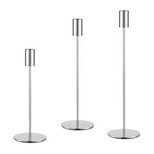 lot 20378 image: AUMAYCO Set of 3 Silver Taper Candle Holders, Metal Gold Candlestick Holders, Tall Candle Holder, Fits 34 inch Thick Candle&Led Candles, for Table Centerpiece, Wedding, Dinning, Party Home Decor